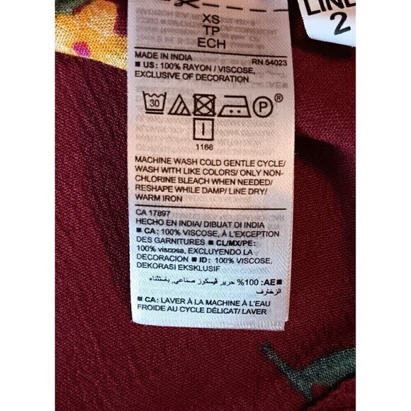 Old Navy Size XS Burgundy Floral Boho Tunic Top Blouse with String Tie - Picture 7 of 7